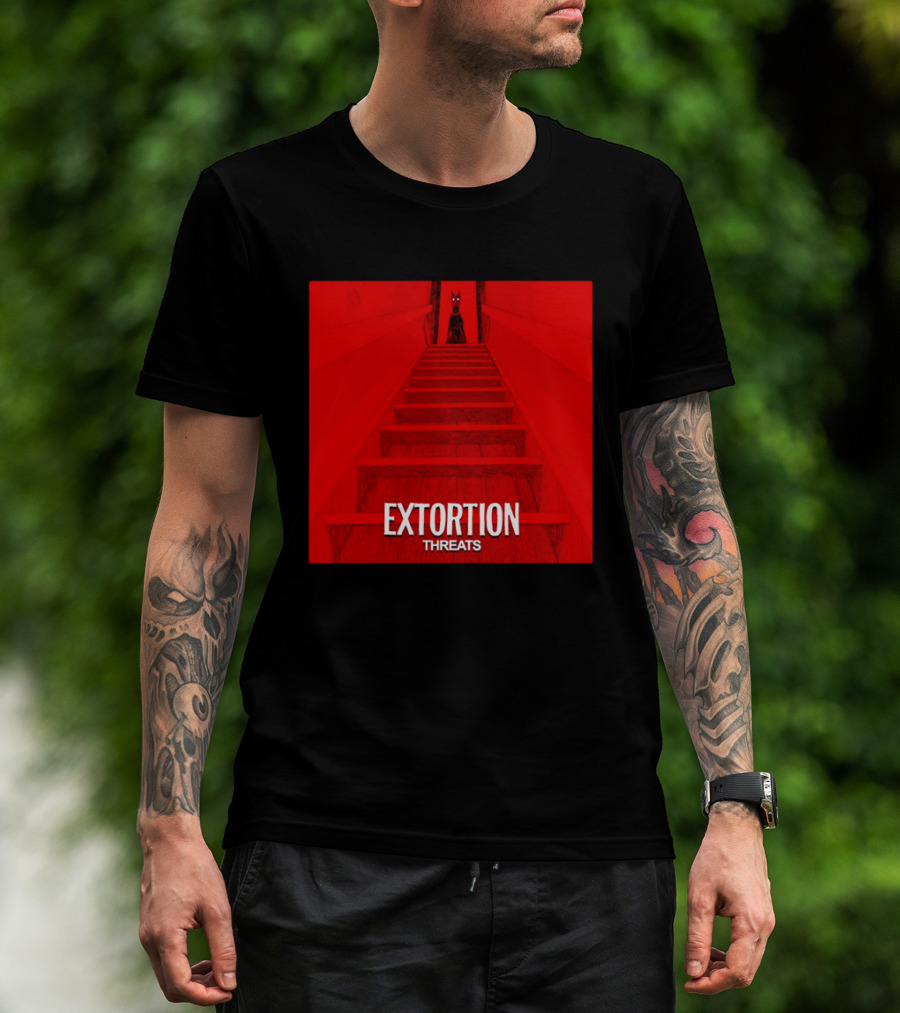 Extortion Threats Dark Stairs Red Scene T-Shirt