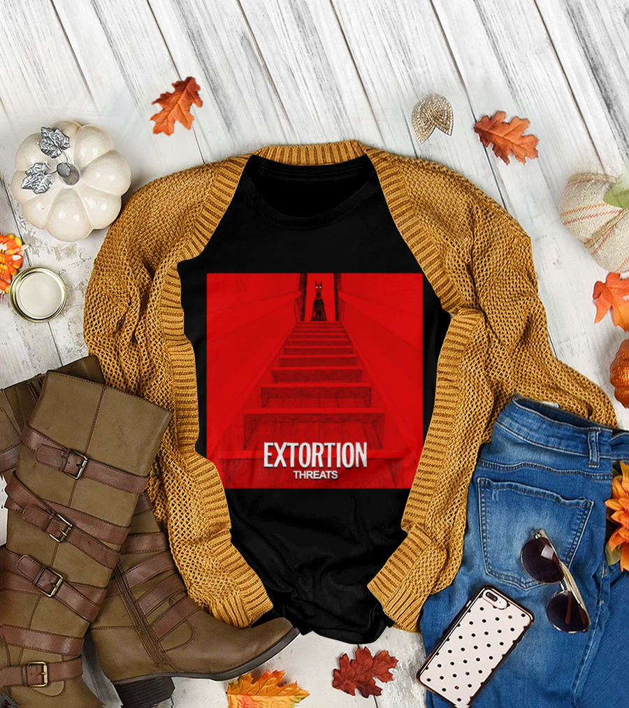 Extortion Threats Dark Stairs Red Scene T-Shirt