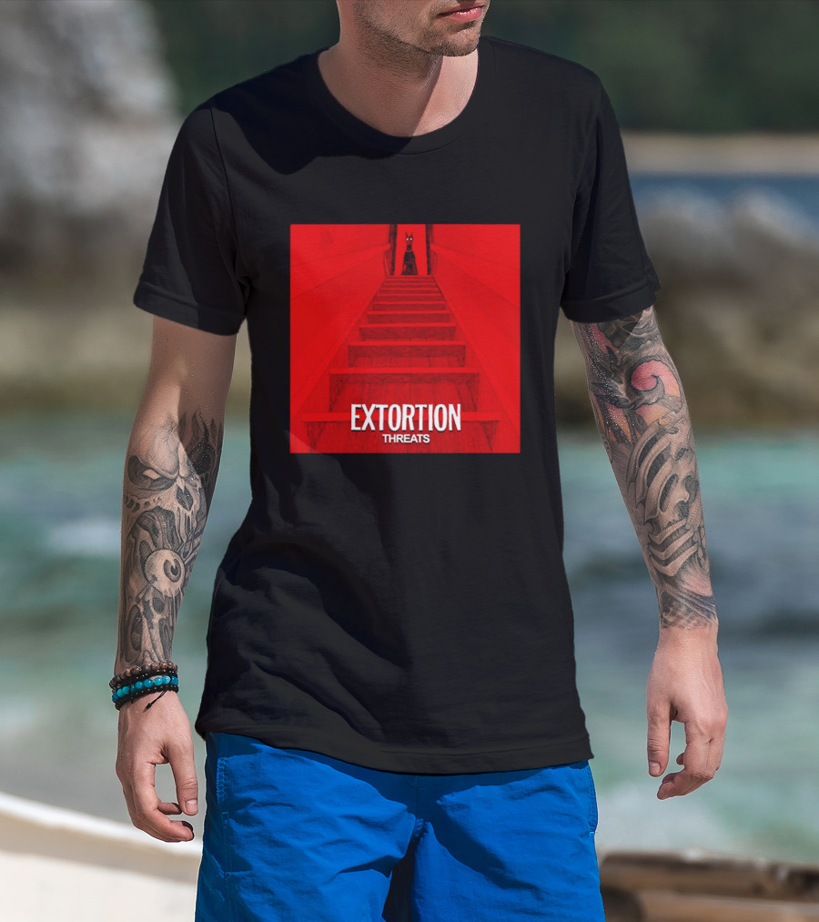 Extortion Threats Dark Stairs Red Scene T-Shirt