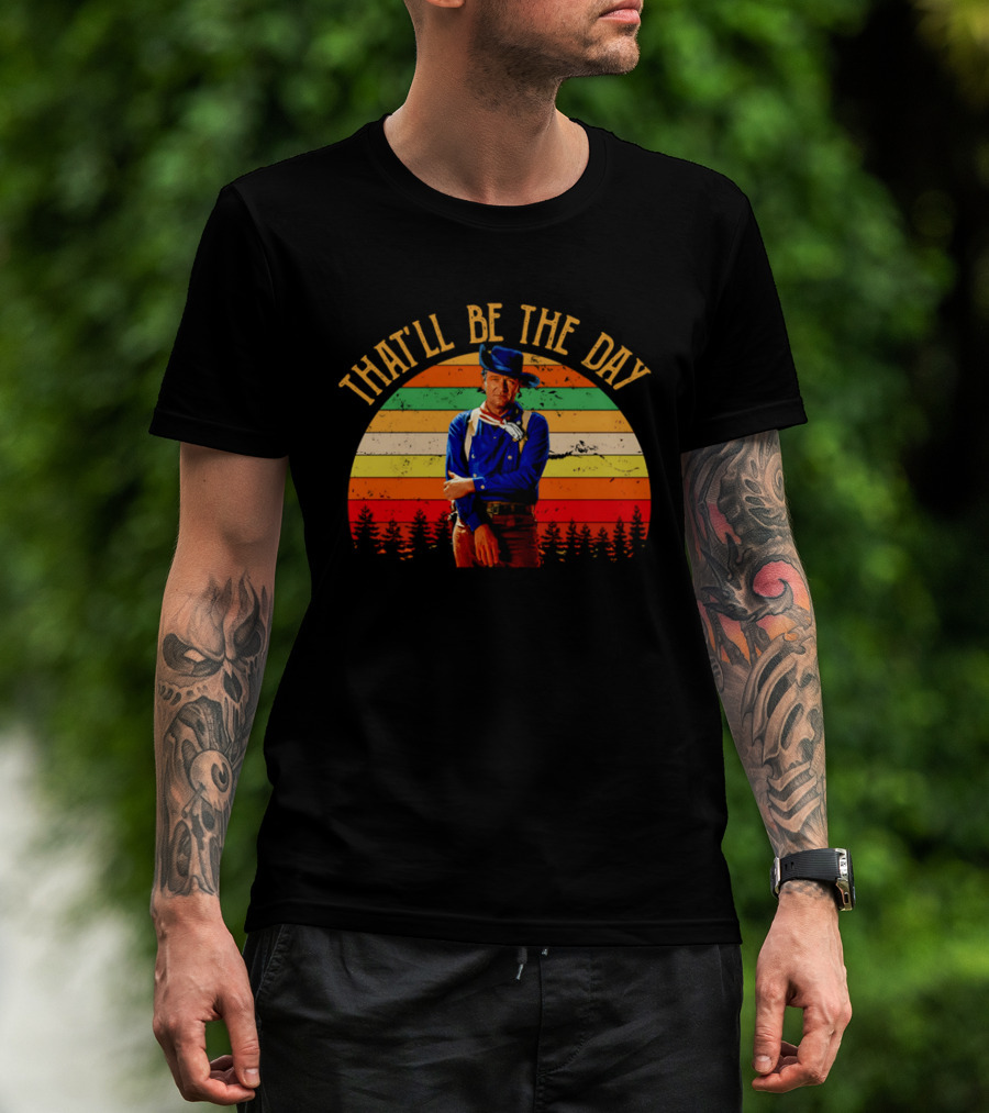 John Weyne That'll Be The Day Vintage Western Style Striped Sunset T-Shirt