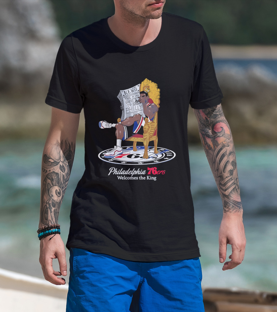 Philadelphia 76ers Welcome The King LeBron James Caricature T-Shirt