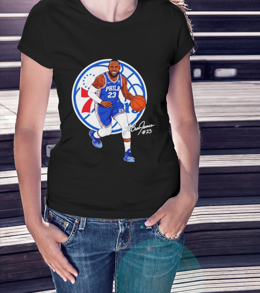Philadelphia 76ers 23 LeBron James Blue Basketball Phila 76ers T-Shirt