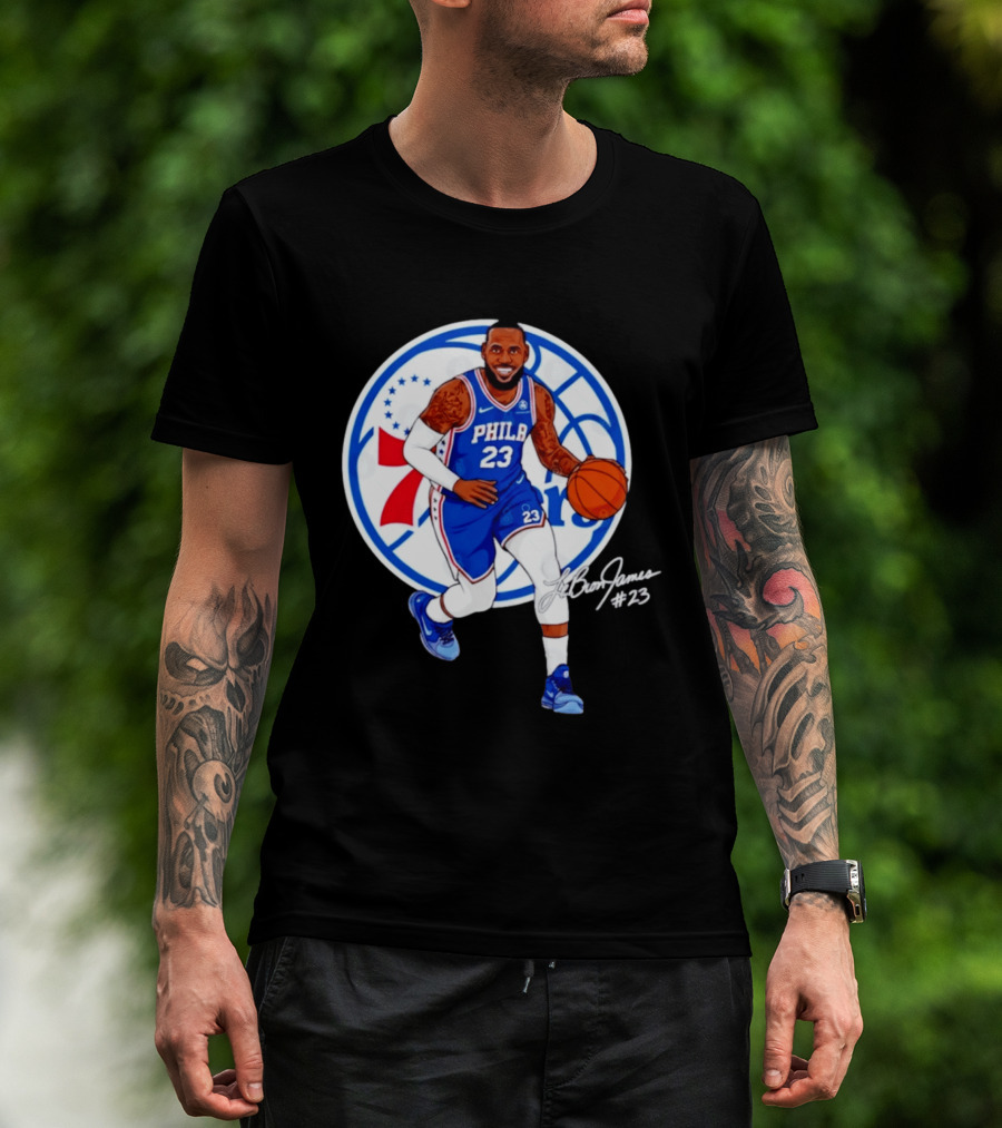 Philadelphia 76ers 23 LeBron James Blue Basketball Phila 76ers T-Shirt