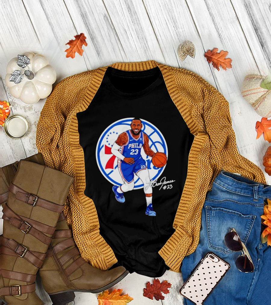 Philadelphia 76ers 23 LeBron James Blue Basketball Phila 76ers T-Shirt
