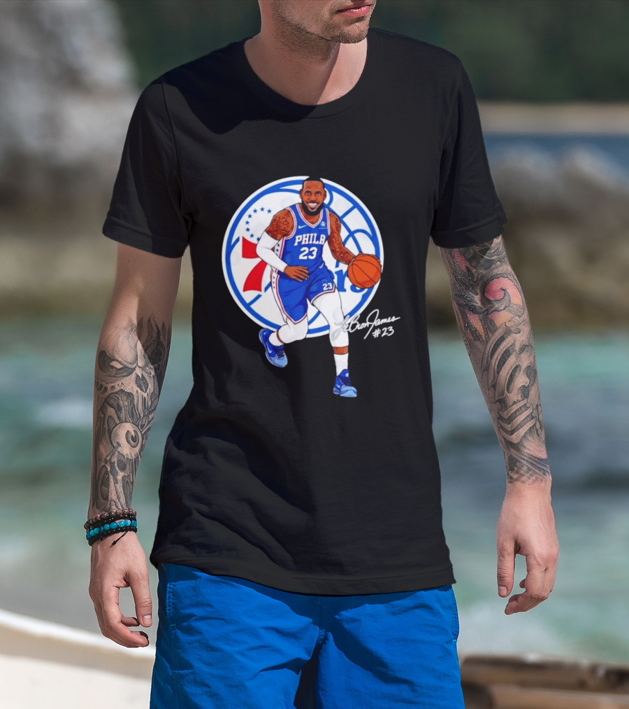 Philadelphia 76ers 23 LeBron James Blue Basketball Phila 76ers T-Shirt