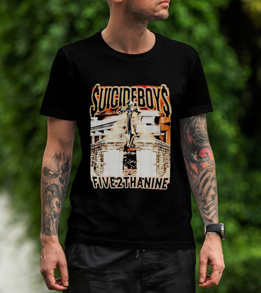 SUICIDEBOYS The Five2thanine Gothic Cross Block Letters T-Shirt