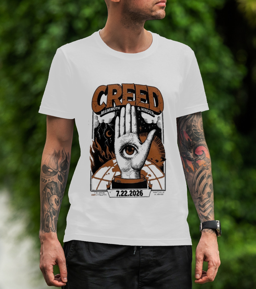 Creed Huntsville Alabama 2026 Event Orion Amphitheater July 22 Eye In Hand T-Shirt