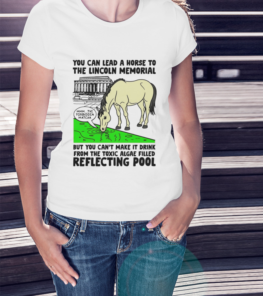 You Can Lead A Horse To The Lincoln Memorial Nnmm This Forbidden Matcha Toxic Algae Filled Reflecting Pool T-Shirt
