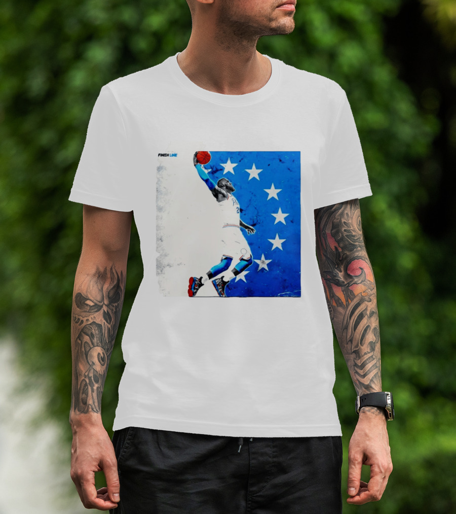 LeBron James Philadelphia 76ers Finish Line Stars Basketball Dunk T-Shirt