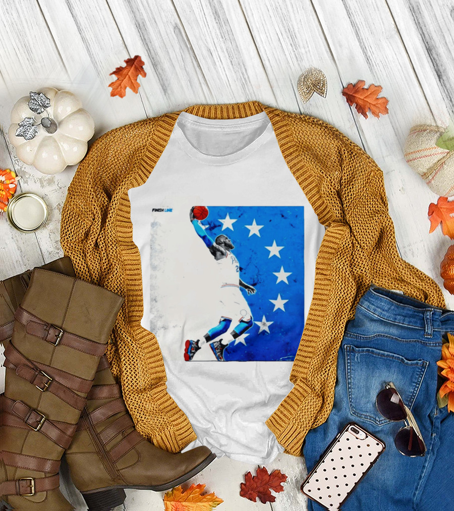LeBron James Philadelphia 76ers Finish Line Stars Basketball Dunk T-Shirt