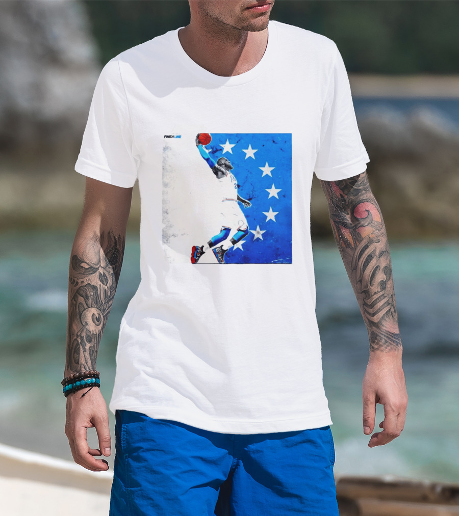 LeBron James Philadelphia 76ers Finish Line Stars Basketball Dunk T-Shirt