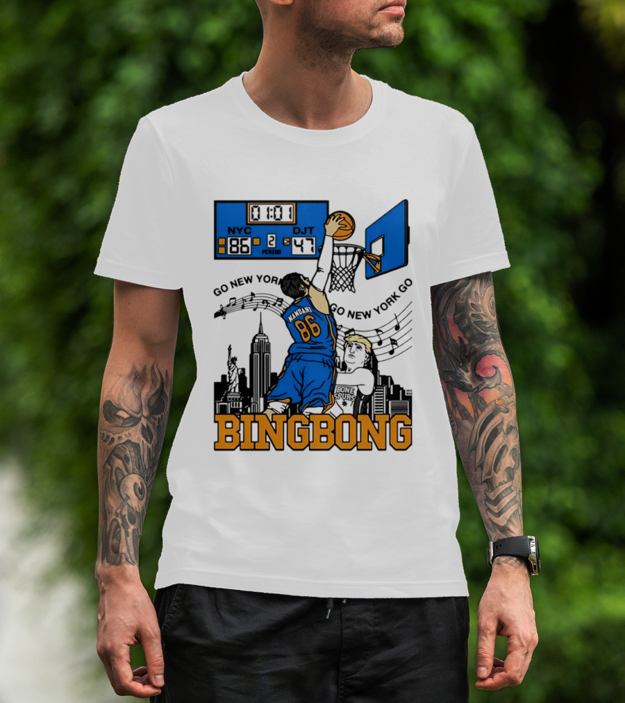 Mamdani 86 NYC DJT Go New York Basketball Bing Bong Epstein Files T-Shirt