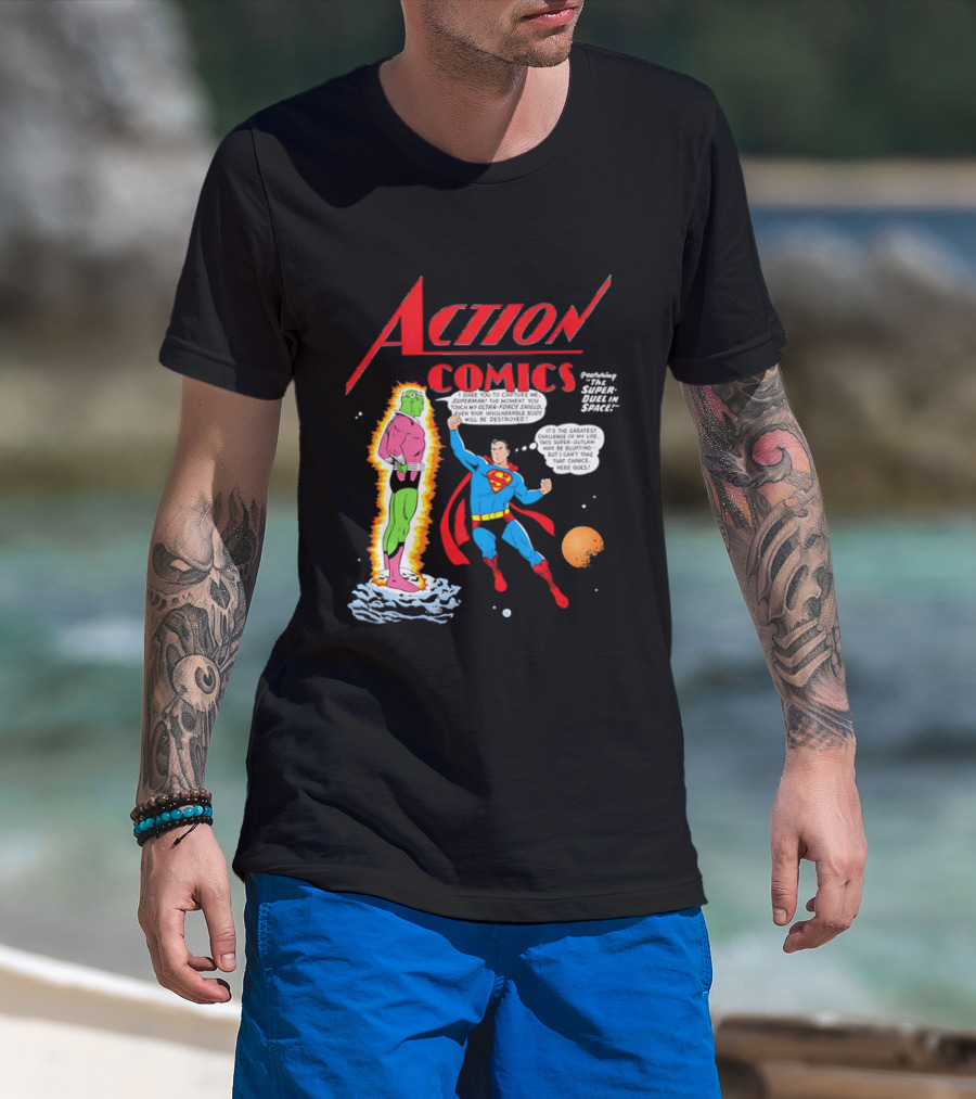 Action Comics Superman I Dare You To Capture Me Super Duel In Space T-Shirt