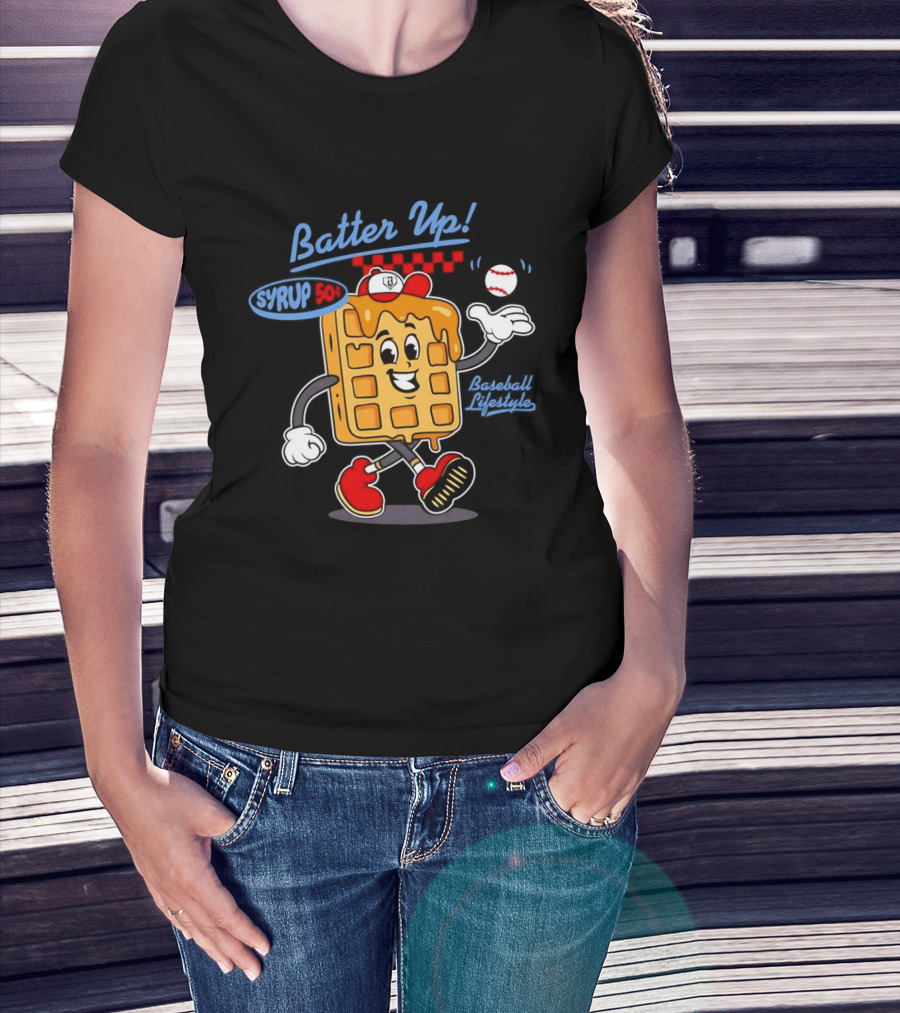 Batter Up Syrup Baseball Waffle Fun Sports Lifestyle T-Shirt
