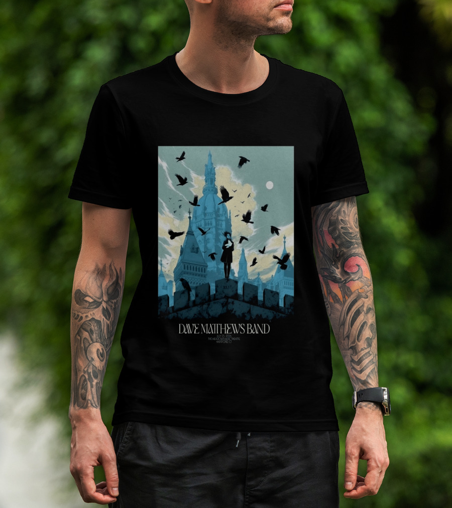 Dave Matthews Band July 25 2026 The Meadows Music Theatre Hartford CT Birds And Gothic Architecture T-Shirt