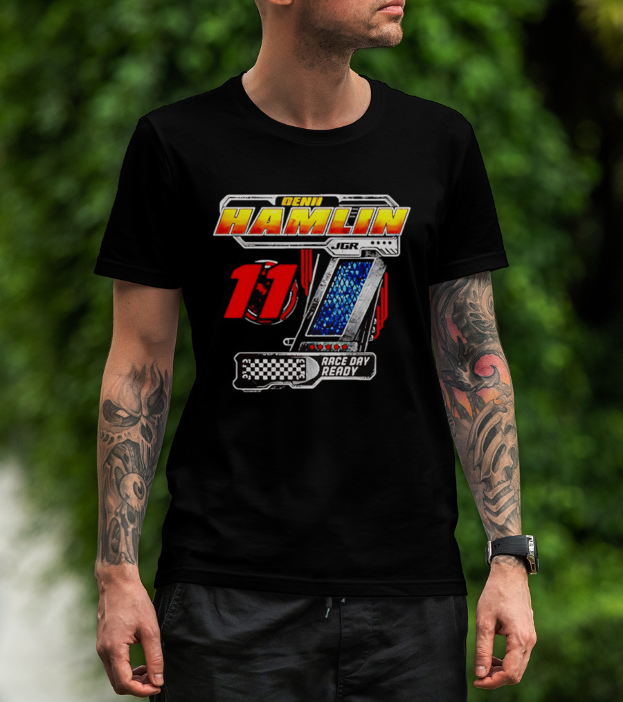 Denny Hamlin Joe Gibbs Racing 11 Race Day Ready Checkerboard Speedometer T-Shirt