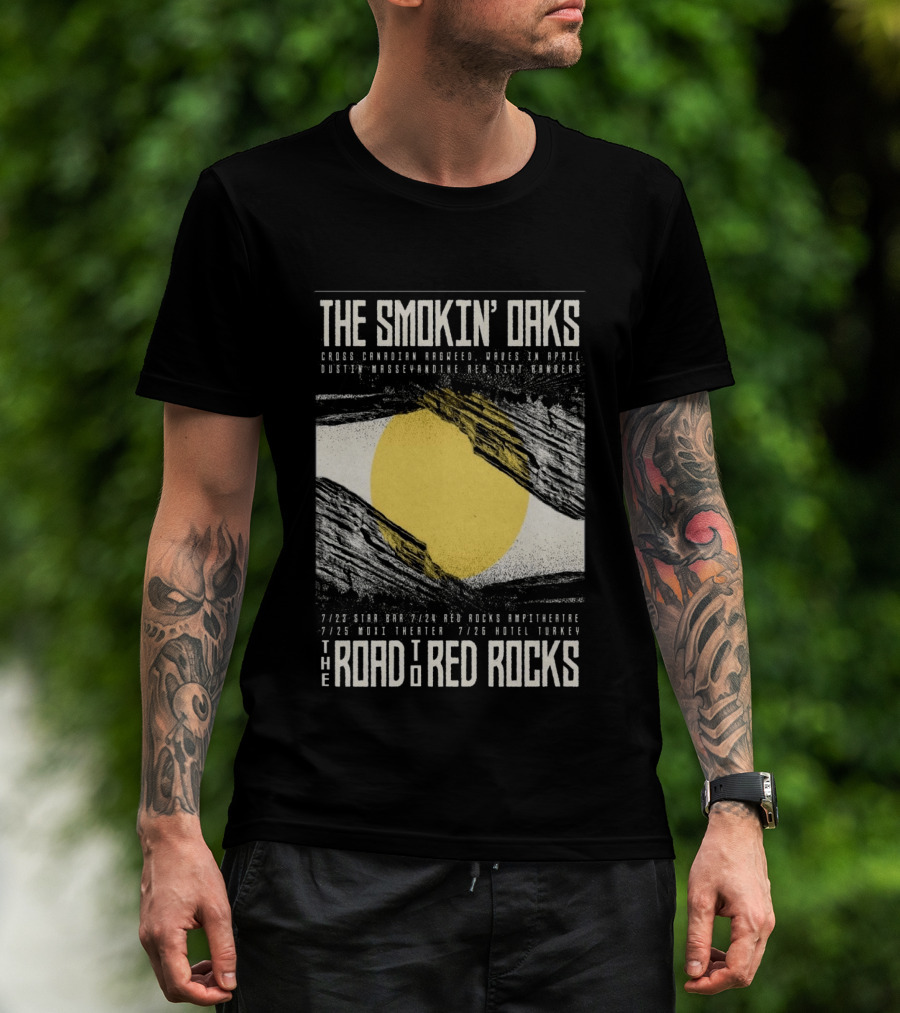 The Smokin' Oaks Road To Red Rocks 2026 Hotel Turkey Featuring Cross Canadian Ragweed Waves In April Dustin Massey And The Red Dirt Rangers T-Shirt