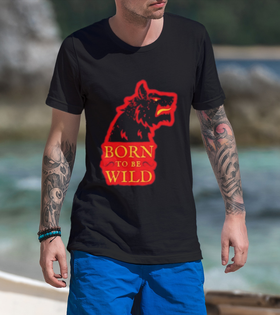 Born To Be Wild Wolf Silhouette Red T-Shirt