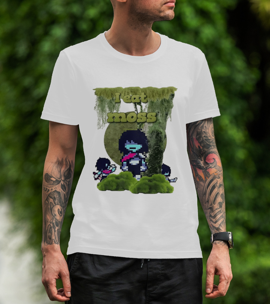 Deltarune I Eat Moss Pixel Art With Character And Mossy T-Shirt