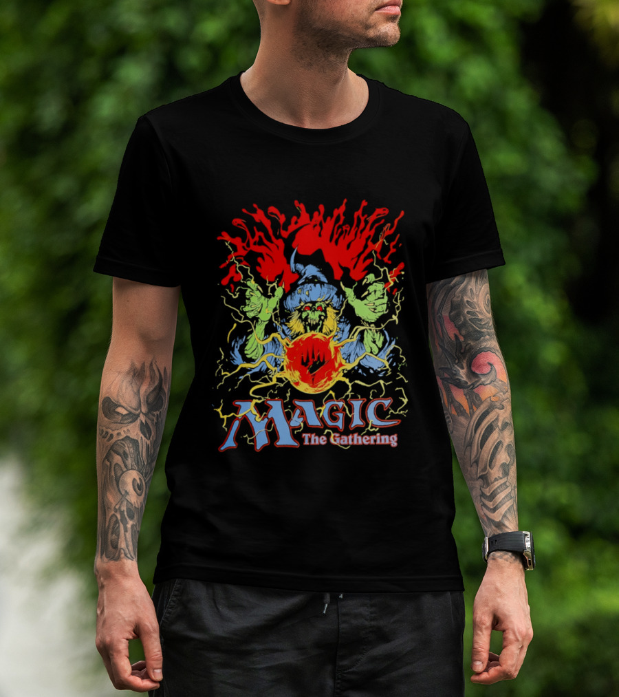 Magic The Gathering Wizard Elemental Spellcaster Mystical Flames T-Shirt