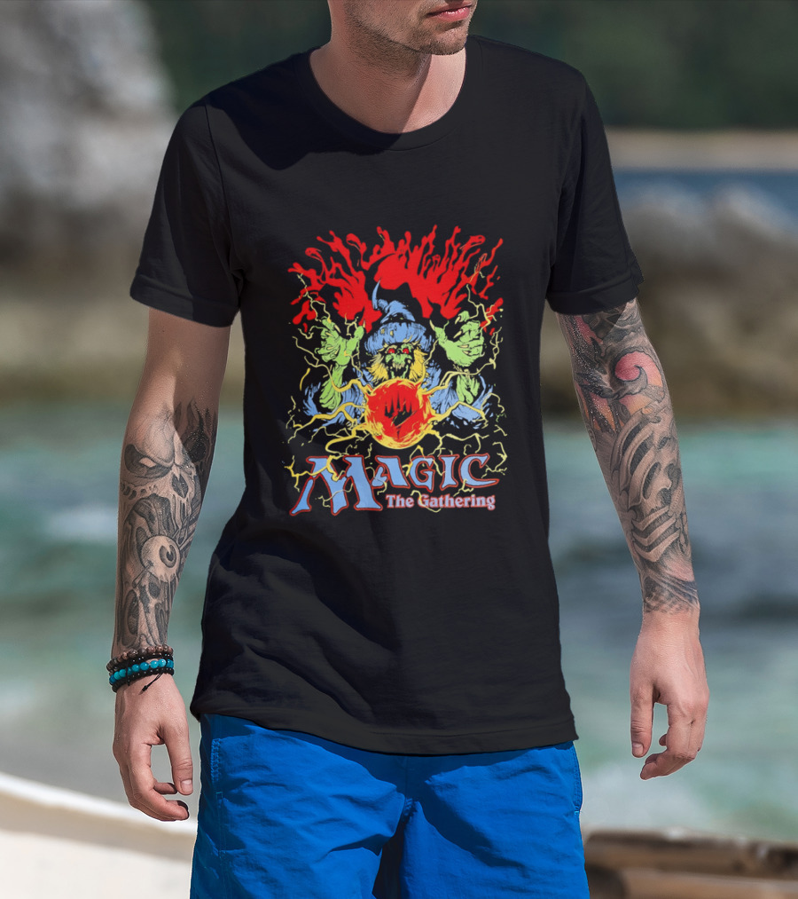 Magic The Gathering Wizard Elemental Spellcaster Mystical Flames T-Shirt