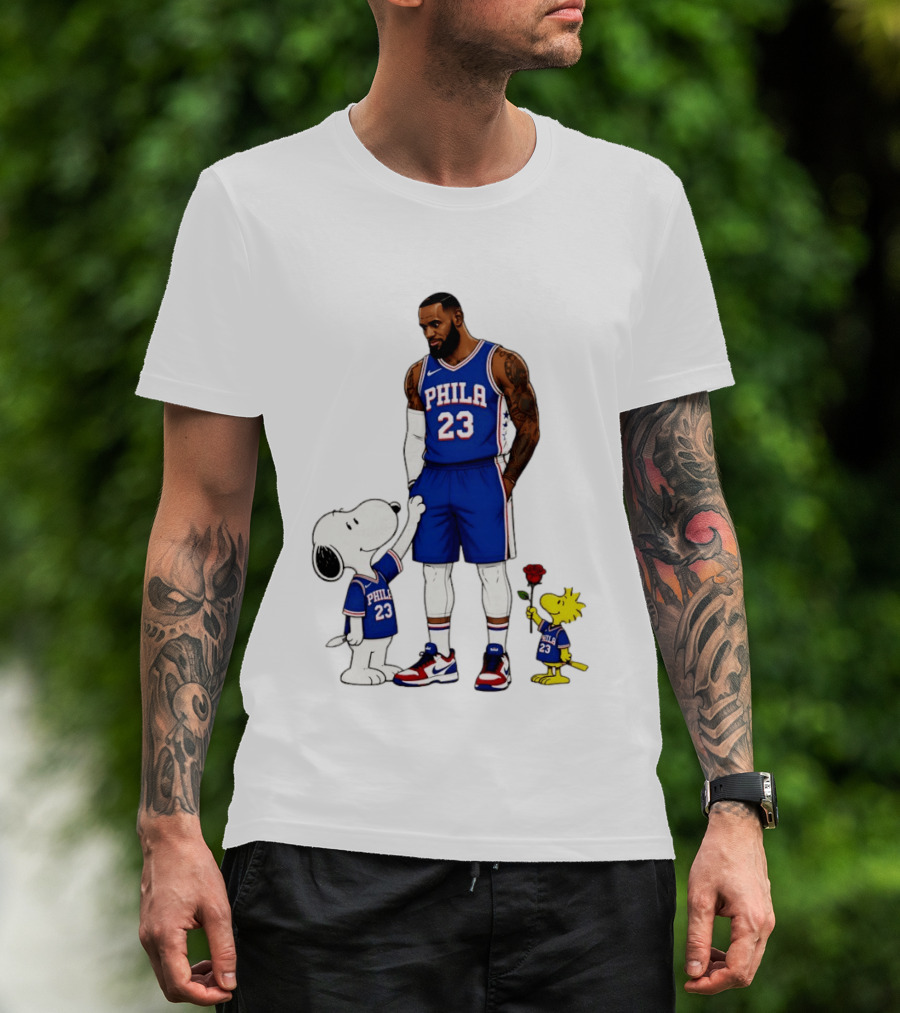 Philadelphia 76ers LeBron James With Snoopy And Woodstock 2026 T-Shirt