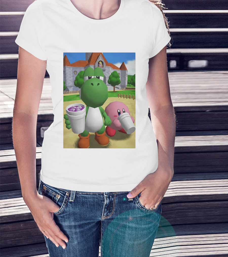 Yoshi Kirby Lean Purple Drink Castle Scene T-Shirt