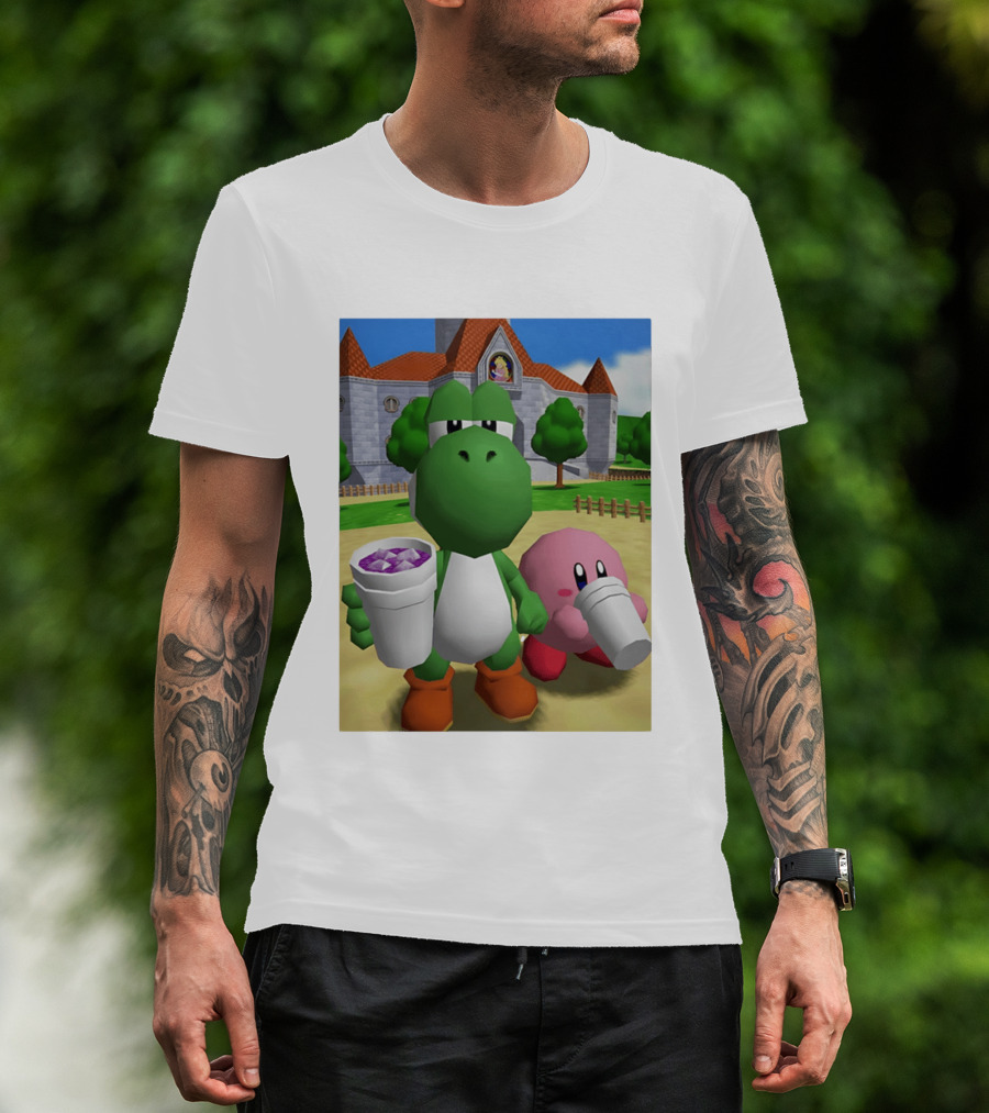 Yoshi Kirby Lean Purple Drink Castle Scene T-Shirt