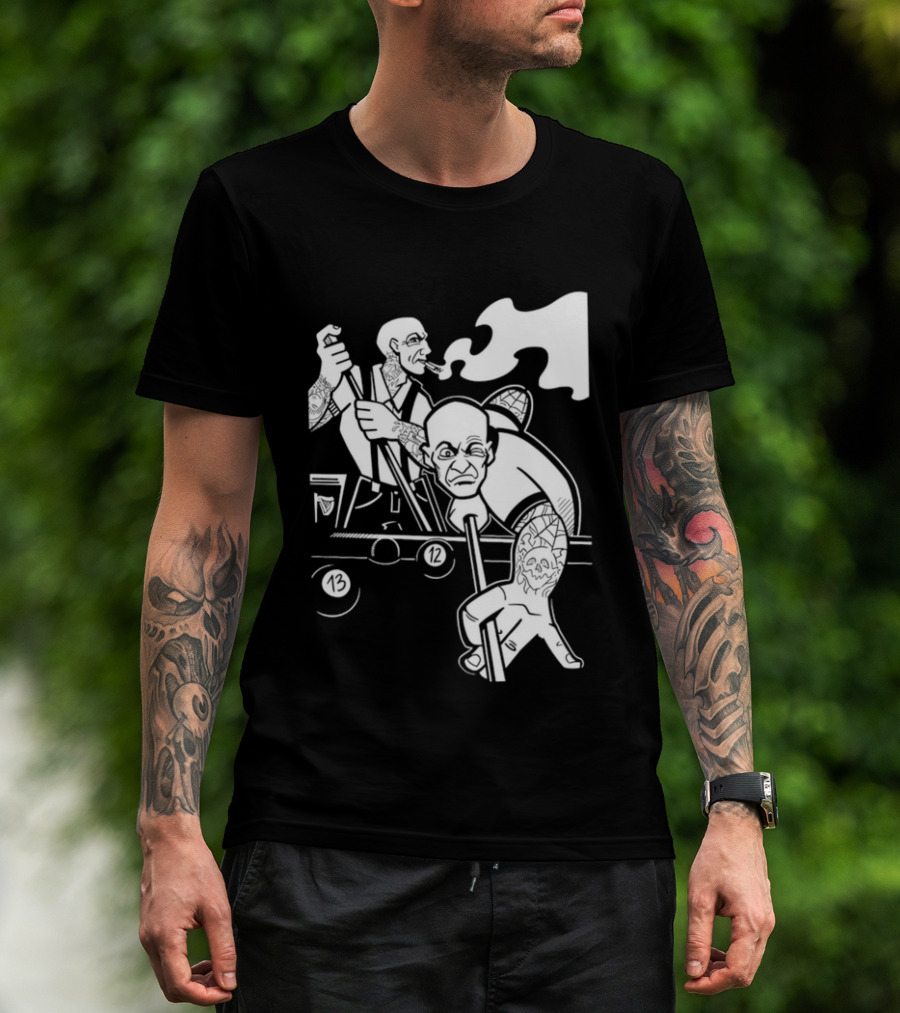 13 12 Tattooed Billiard Players Smoking Pool Game T-Shirt