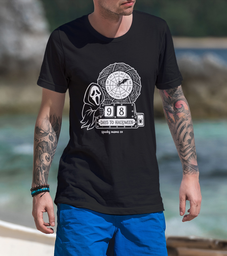 Halloween Countdown 98 Days Ghostface Horror Calendar Spooky Mama Co T-Shirt