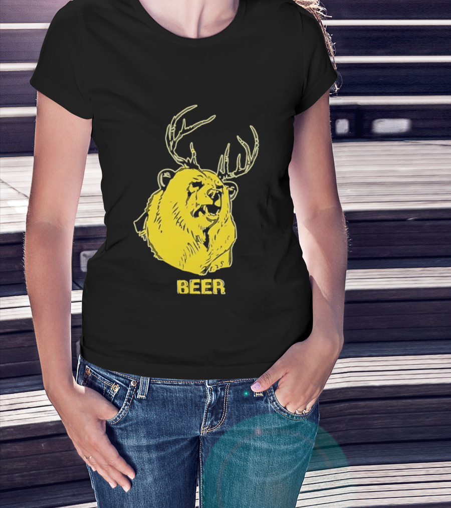 Beer Antlered Bear T-Shirt