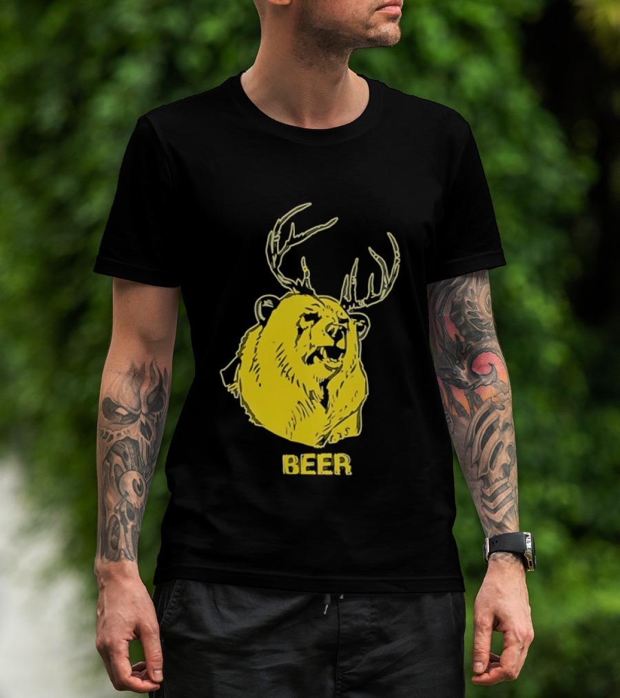 Beer Antlered Bear T-Shirt