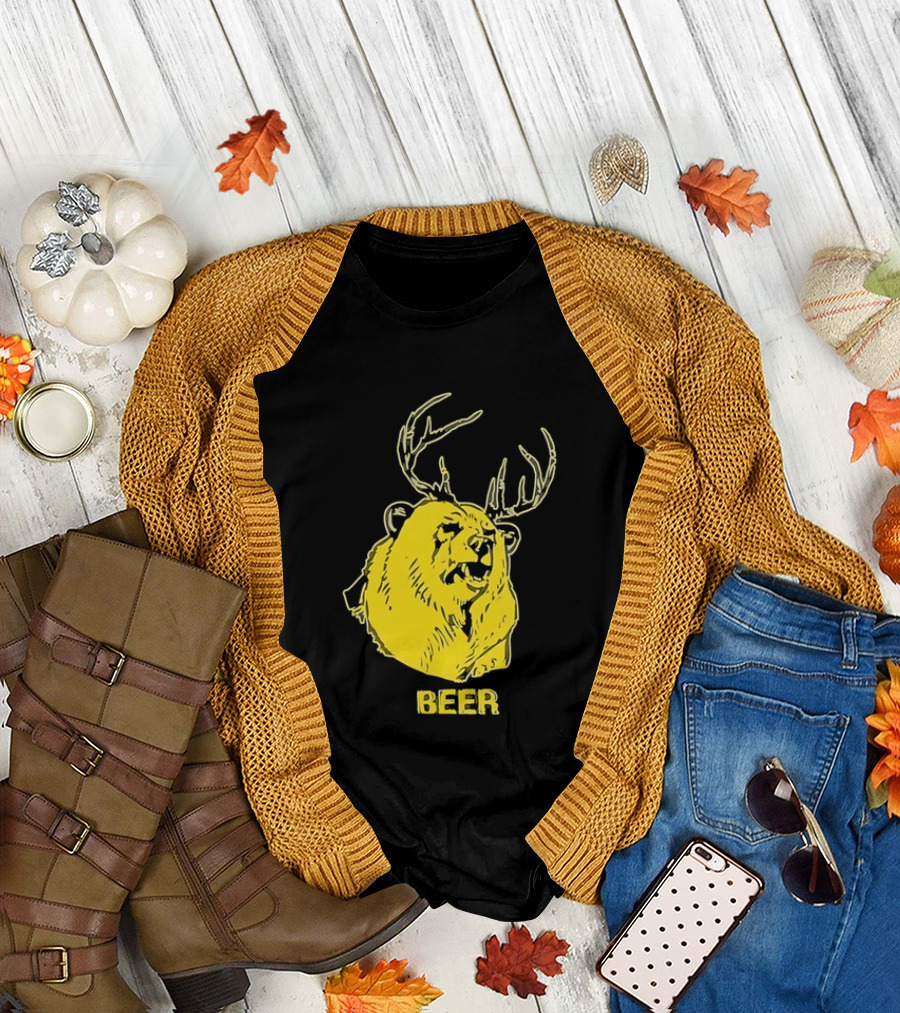 Beer Antlered Bear T-Shirt
