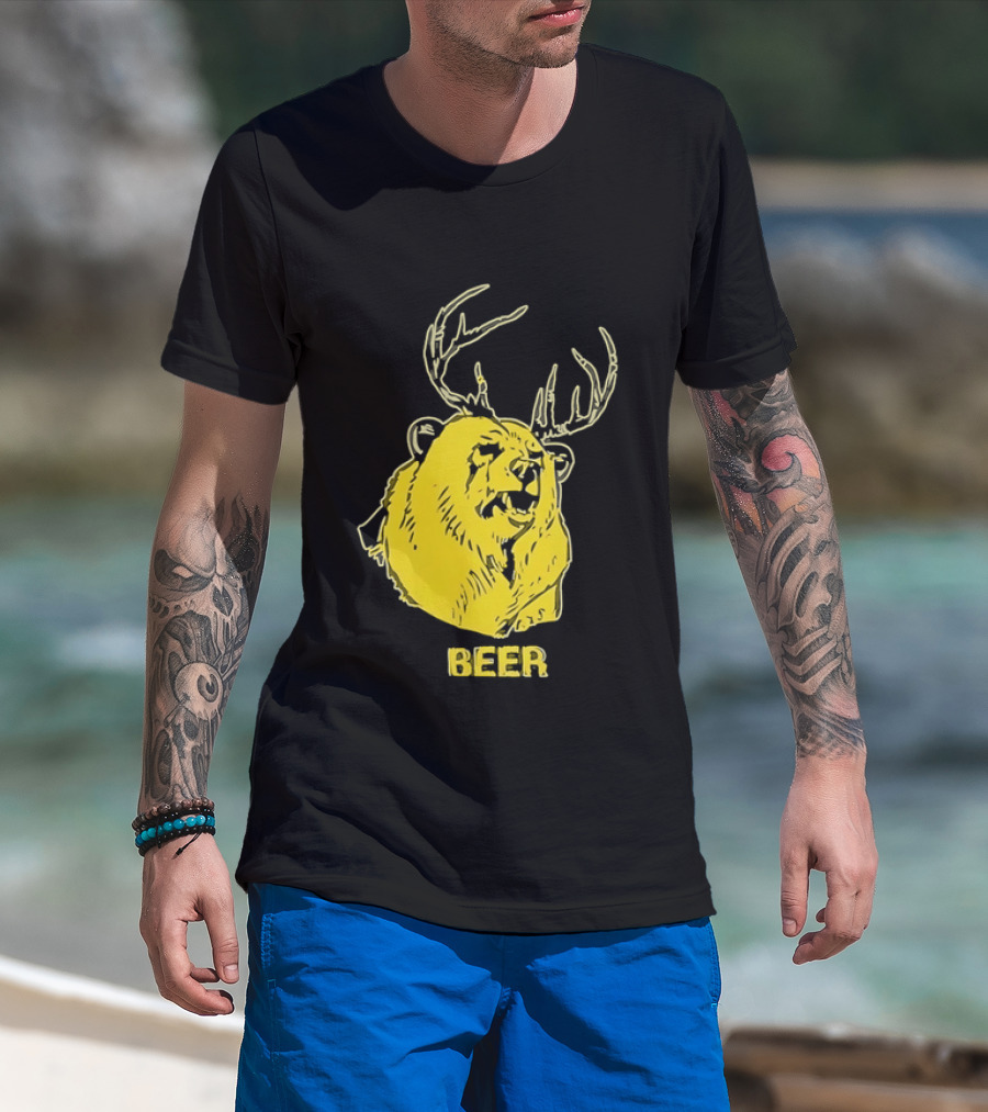 Beer Antlered Bear T-Shirt