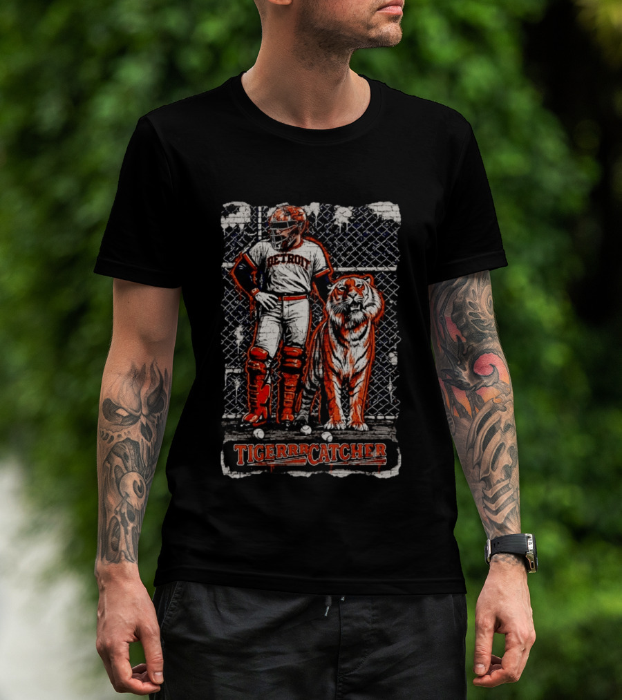 Detroit Tigers Tigerrrcatcher Baseball Player And Tiger T-Shirt