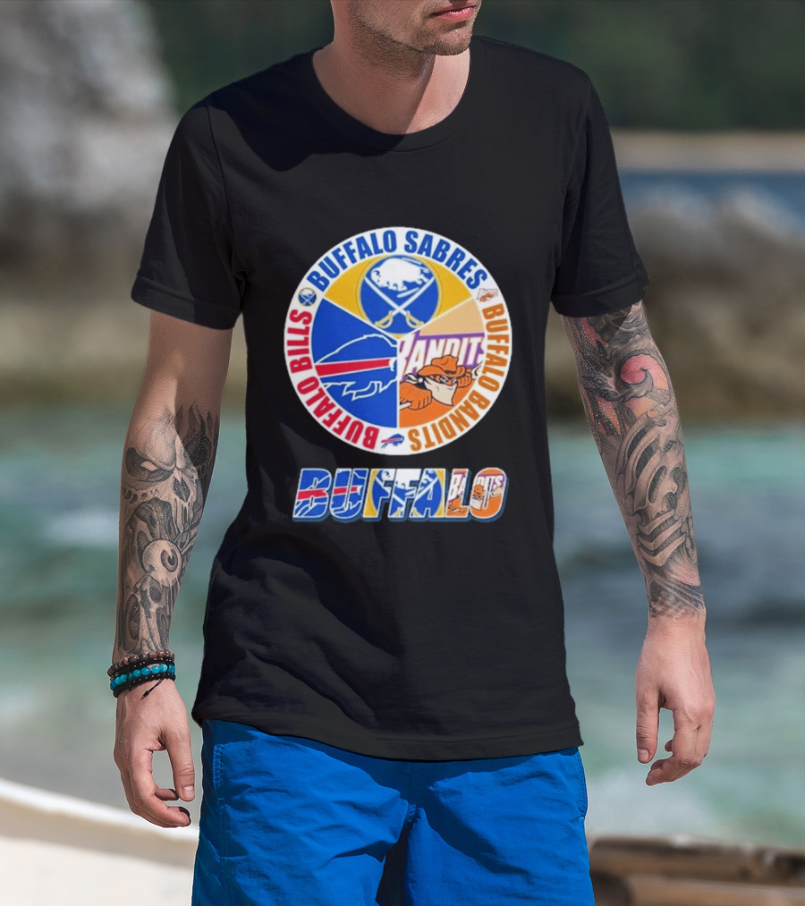 Buffalo Bills Sabres Bandits Logos Buffalo Sports Teams T-Shirt