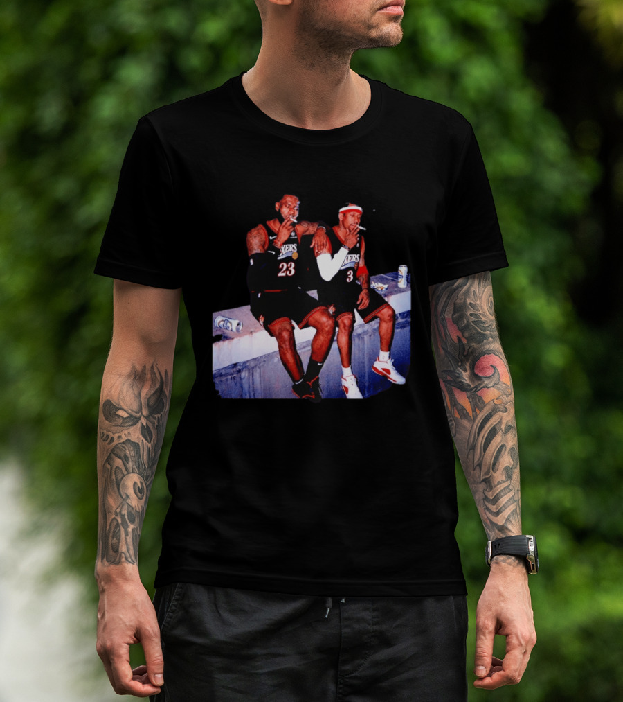 LeBron James Allen Iverson Smoking Philadelphia 76ers Skyline T-Shirt