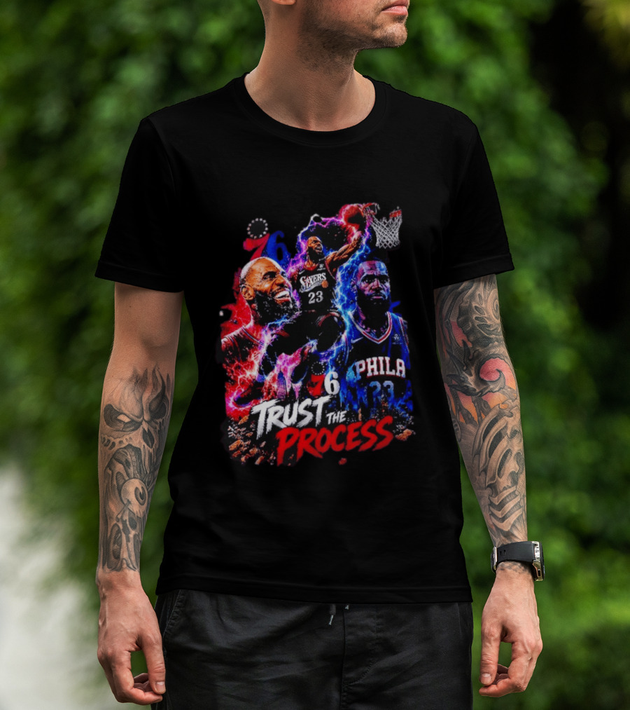 LeBron James Philadelphia 76ers 23 Trust The Process 76 Lightning Energy T-Shirt