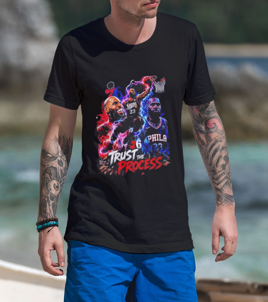 LeBron James Philadelphia 76ers 23 Trust The Process 76 Lightning Energy T-Shirt