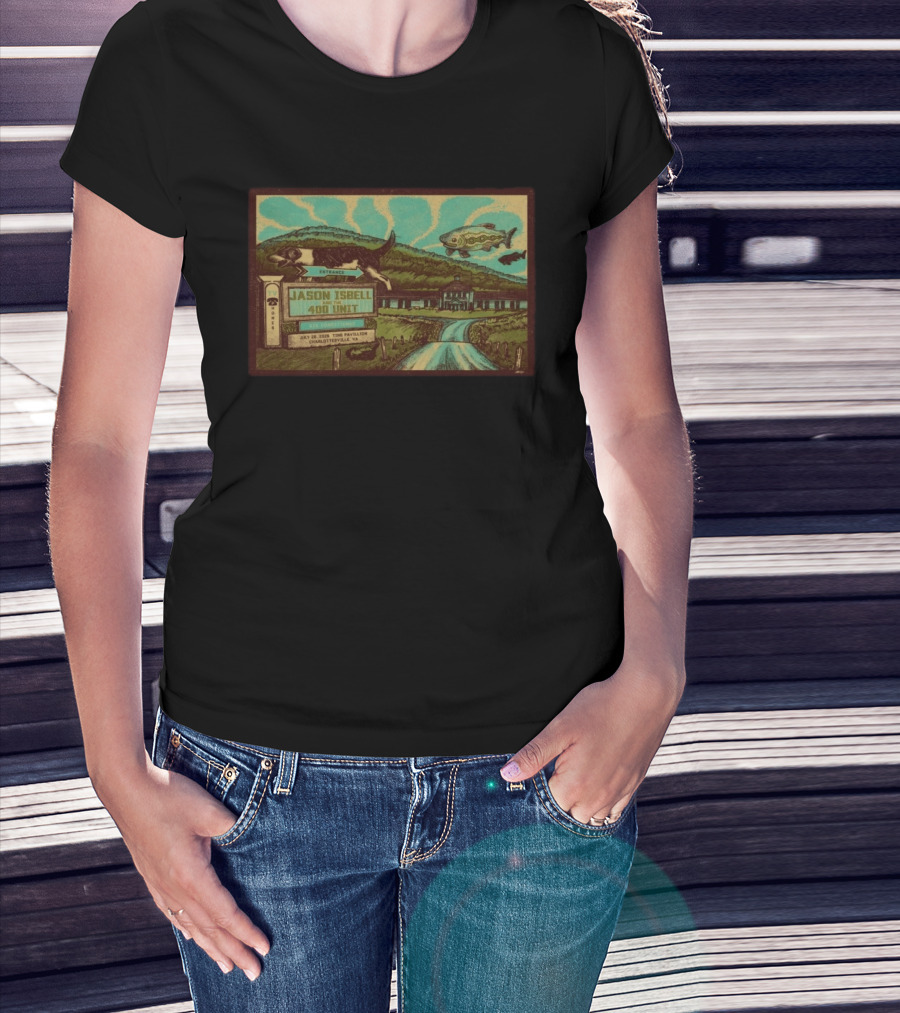 Jason Isbell And The 400 Unit July 26 2026 Ting Pavilion Charlottesville VA Concert With Dog Fish Farmhouse Scene T-Shirt