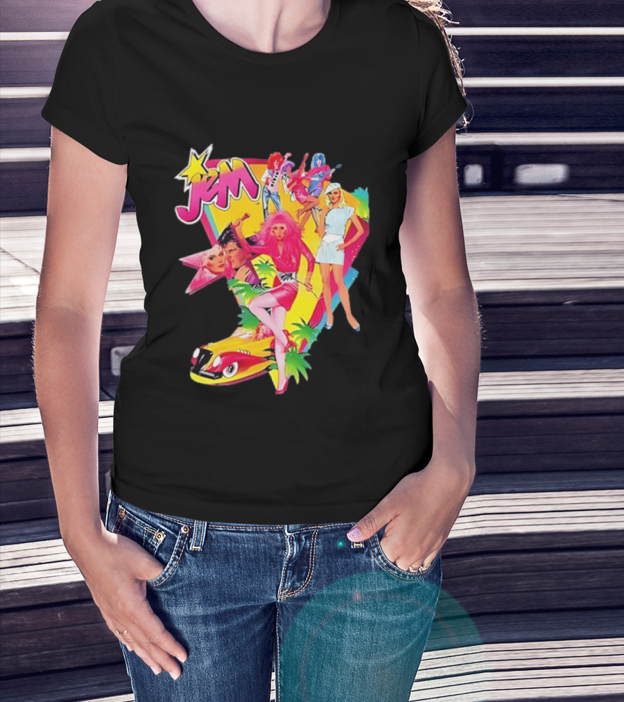 Jem 80s Cartoon Band Pop Music Star Singer Fashion Aesthetic Retro Characters T-Shirt