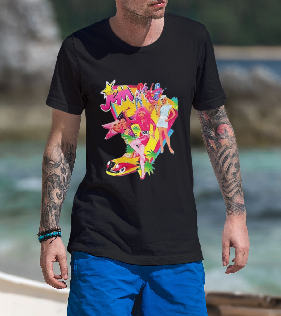 Jem 80s Cartoon Band Pop Music Star Singer Fashion Aesthetic Retro Characters T-Shirt