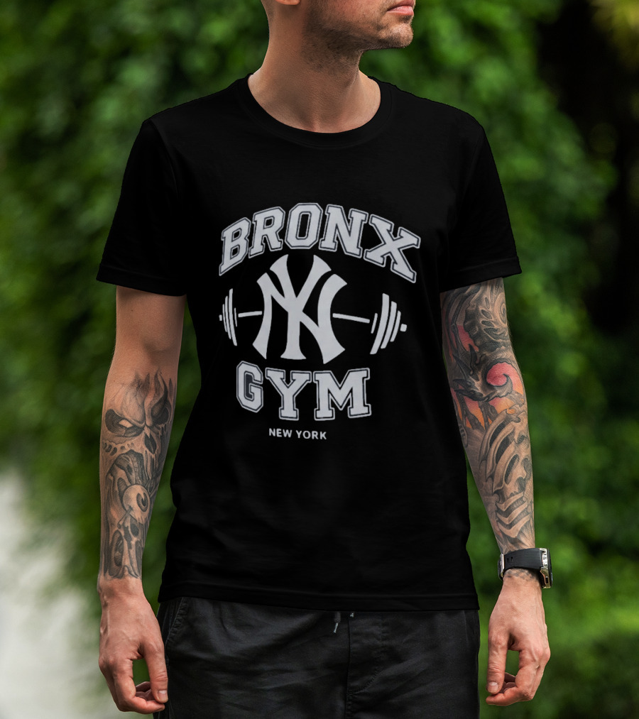 New York Yankees Bronx Gym Fitness Training Barbell T-Shirt