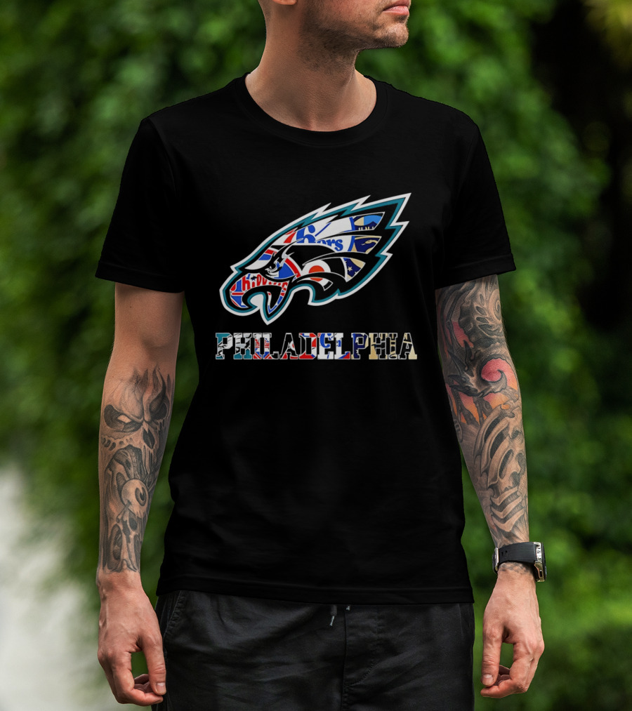 Philadelphia Eagles Phillies Flyers 76ers Team Mashup T-Shirt
