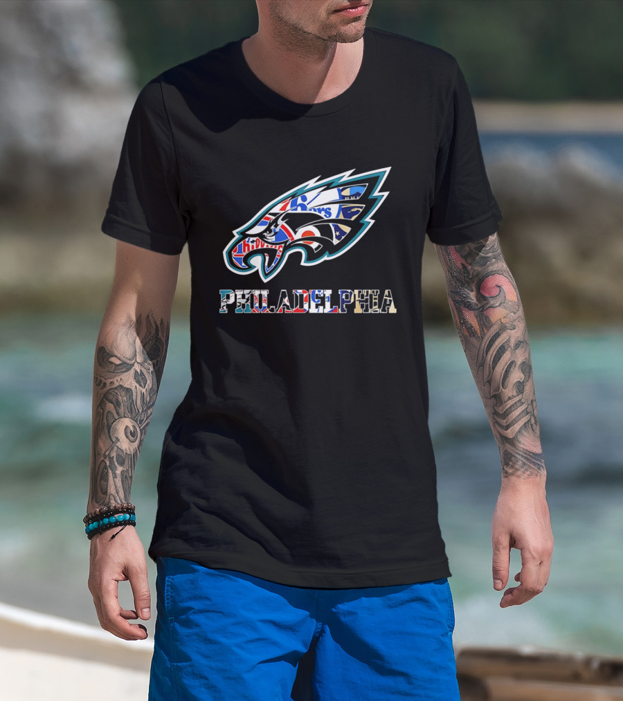 Philadelphia Eagles Phillies Flyers 76ers Team Mashup T-Shirt