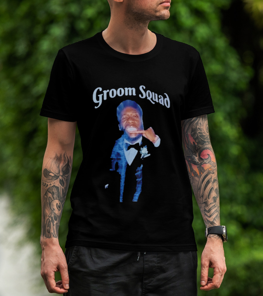 Groom Squad Tuxedo Finger Point Man T-Shirt