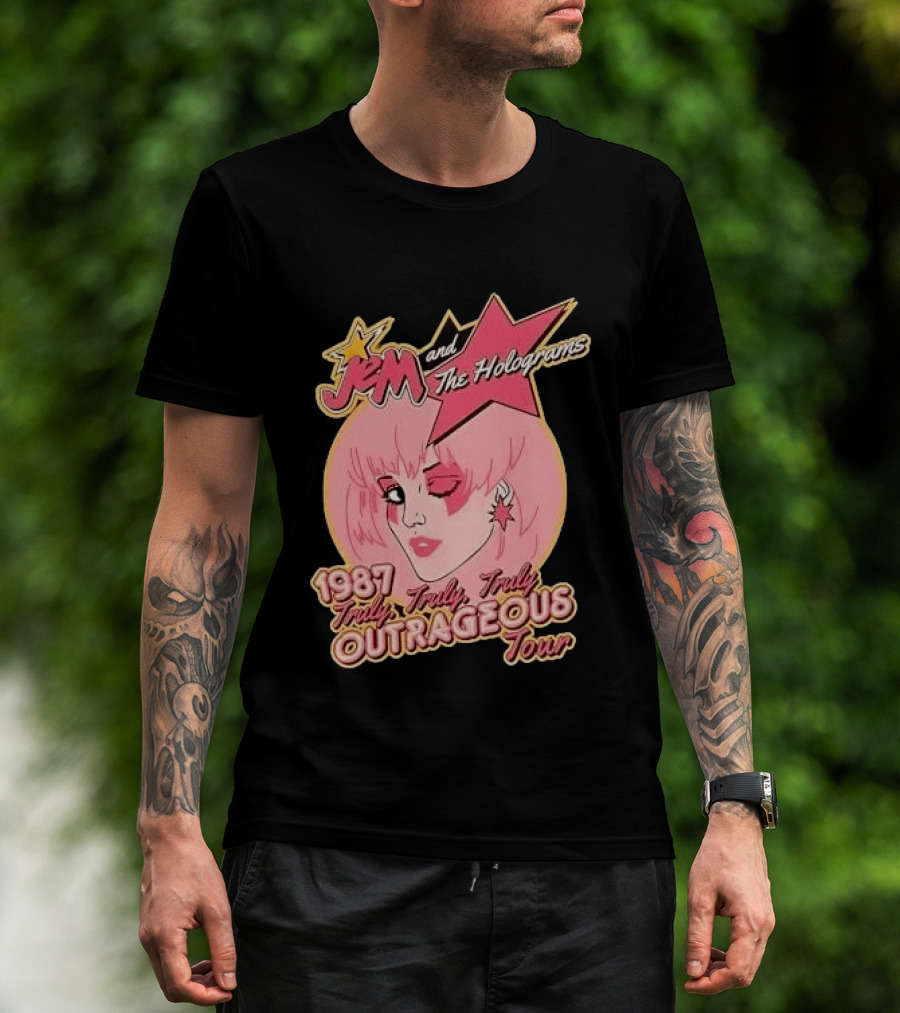 1987 Truly Outrageous Tour Jem And The Holograms Retro Pink Star T-Shirt