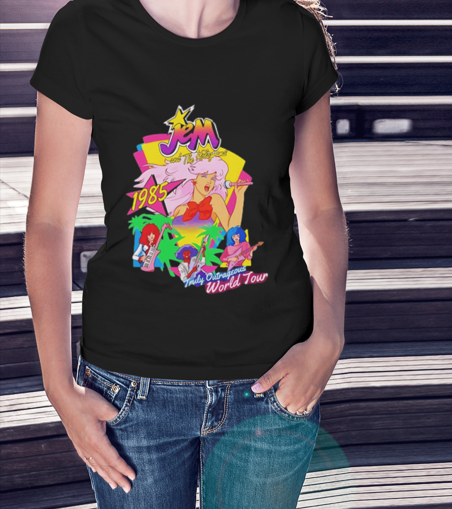 Jem And The Holograms 1985 Truly Outrageous World Tour Retro Concert Fan T-Shirt