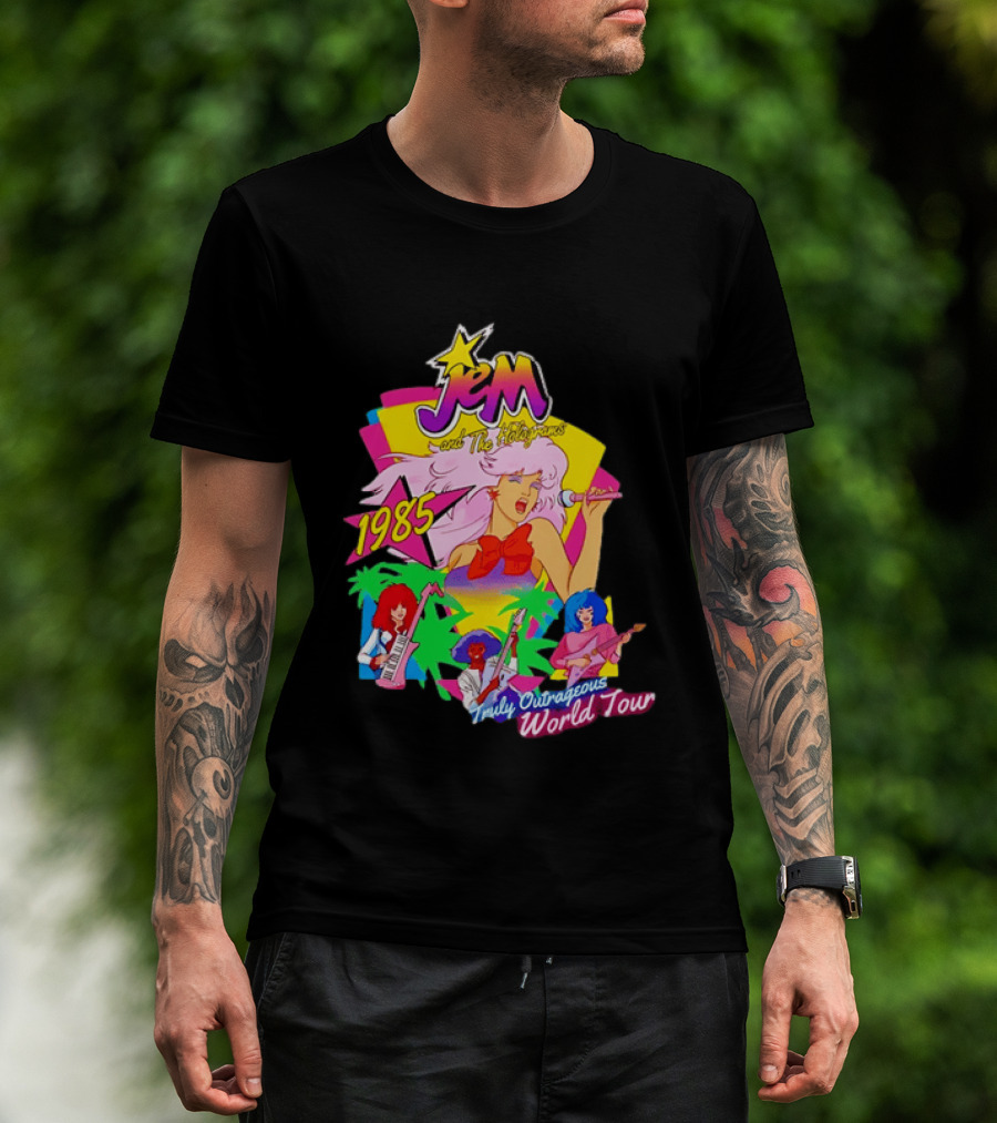 Jem And The Holograms 1985 Truly Outrageous World Tour Retro Concert Fan T-Shirt