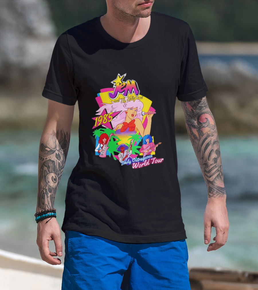Jem And The Holograms 1985 Truly Outrageous World Tour Retro Concert Fan T-Shirt